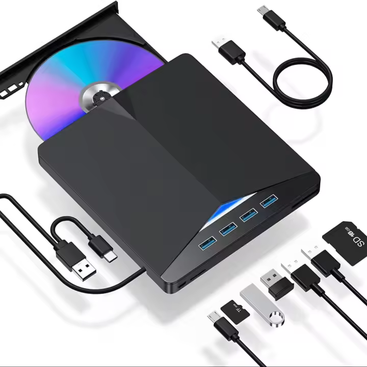 Leer Y Grabar DVD CD Externo USB 3.0 Tipo-C 7-en-1 Para PC Portátil Y Escritorio IMacs Burner De Tipo Óptico - 1