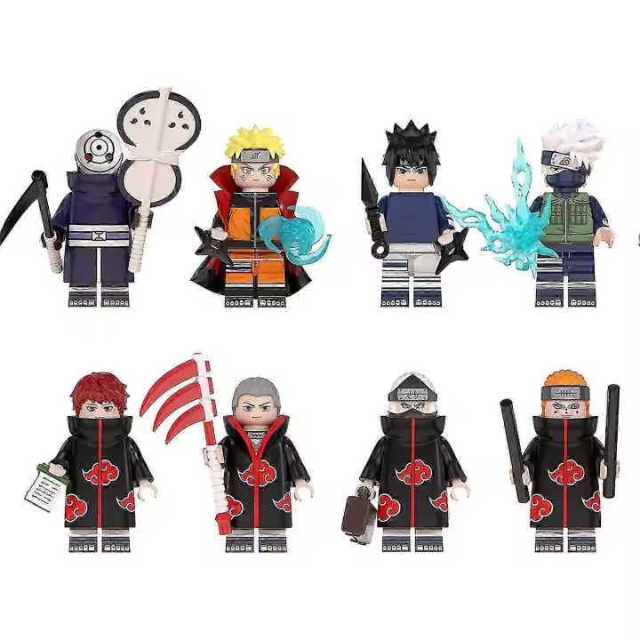 8 unids/set Naruto Modelo Figura de Acción Dibujos Animados Fácil Operar Casa Bloque Construcción Juguetes - 1