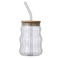 Vaso De Bebida De 500ML Con Tapa De Bambú Y Pajita Para Café Frío Y Cócteles Vaso De Cerveza Para Whiskey Regalos Eco-amigable Transparente - details 7
