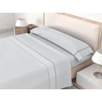 Mercatienda.es Sábanas de Hostelería para cama verano 3 Piezas Lisa Gris con Jaretón ROOMERS – 50% Algodón y 50% Poliéster - details 1