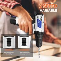 Kit de taladro inalámbrico con batería, kit de herramientas de destornillador eléctrico 2 en 1 de 45 N.m, portabrocas sin llave de doble velocidad de 3/8 pulgadas - details 2