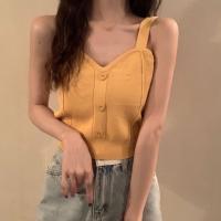 Camisola De Verano Para Niñas Con Corazón Slim Knit Camisa Delgada Spandex Estilo Casual Top De Solapa Decoración De Botón - details 6