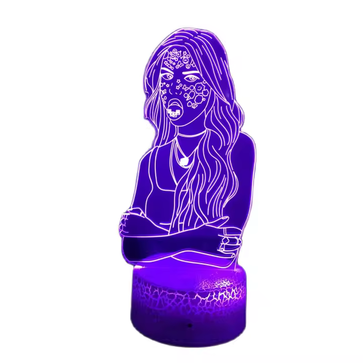 Lámpara De Mesa Nocturna 3D Olivia Rodrigo Cantante Decoración Para Dormitorio Regalo Para Fans Iluminación LED Táctil - 1