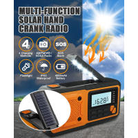 Radio de emergencia portátil con batería externa de 4000 mAh, radio solar con manivela, AM/FM/WB/NOAA y alerta meteorológica. - details 0