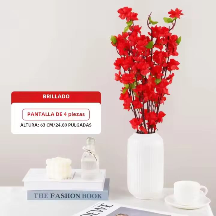 Rama De Cerezo De Seda Artificial Flor De Durazno Para Decoración De Habitaciones Hoteles Accesorios De Fiesta Y Eventos En Rojo Blanco Rosa Amarillo Y Morado - 1