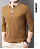 Camisa Polo Casual Para Hombres Con Rayas Y Cuadros Manga Larga Estilo Solido Moda Top De Cuello Redondo Material De Algodón - details 4