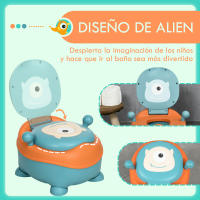 ZONEKIZ Orinal para Bebé de 6-36 Meses Portátil Orinal Infantil en Forma de Alien con Tapa Estructura Antideslizante Inodoro de Aprendizaje Carga 40 kg 35,6x35,7x22,2 cm Azul - details 1