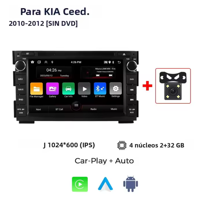 Radio De Coche Sin Cable 7 Pulgadas Con Carplay Y Android Auto Para KIA Ceed 2010-2012 Navegación GPS WIFI Estéreo Multimedia Soporte Para Control Del Volante - 1