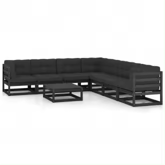 VIDAXL 3076883 conjunto de muebles para el jardín fabricados en madera con 8 piezas en color gris y negro vida xl - 1
