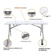 Mesa Plegable Portatil Rectangular Plástico Exterior e Interior Mueble de Camping  Mesa de campamento - details 9
