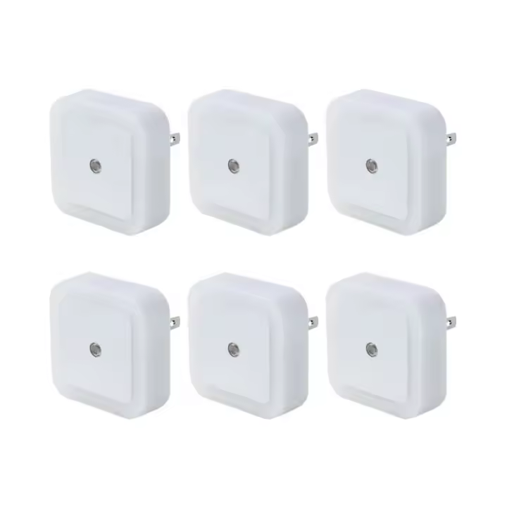 Luz nocturna automática, paquete de 6, luz nocturna LED inteligente con sensor de anochecer y amanecer, ideal para dormitorio, baño, inodoro, escaleras, cocina y pasillo. Luz blanca. - 1