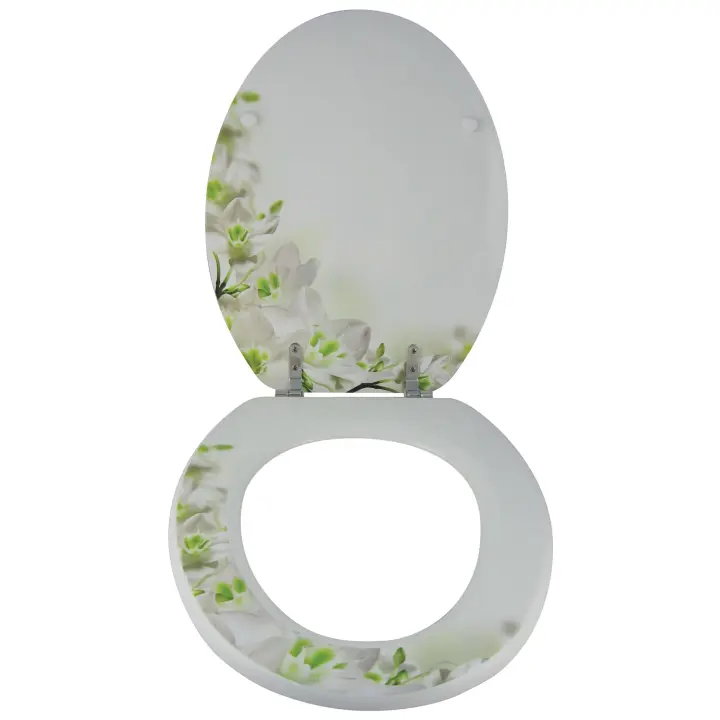 MSV Asiento de Baño MDF Sofía con Bisagras de Acero Inoxidable - 1