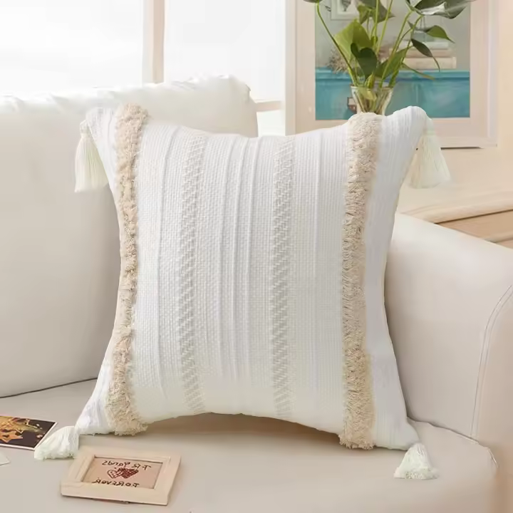 Fundas de peluche Moderna, fundas de peluche Decorativas de DOT Geométrico simples, color Beige, para Sofá, Sala de estar - 1