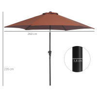 Outsunny Sombrilla para Jardín Ø270x235 cm Parasol de Aluminio con Reclinable con Manivela y 6 Varillas para Terraza Exterior Balcón - details 2