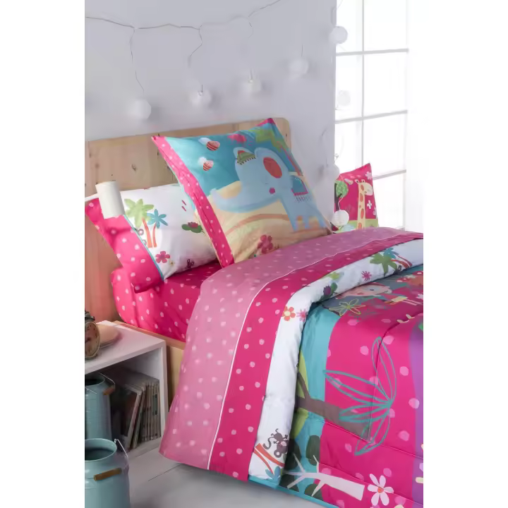 JVR - Juego de Sabana modelo THAI - Tejido 100% Algodón Percal 200 hilos - Estampado digital - Fabricado en España - Cama 80/90/105/135/150 - 1