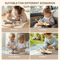 Juguete Educativo Montessori Volante De Coche De Madera Con Multifunciones Para Bebés Juego De Tablero Ocupado Regalo Para Niños Desarrollo Sensorial Tema De Transporte - details 9