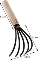 Garden Rakes Flower Rake with Ergonomic Handle Garden Hand Rake Small 5-Tine Garden Rake for Gardening Multi-Purpose Gardening Tool - details 0