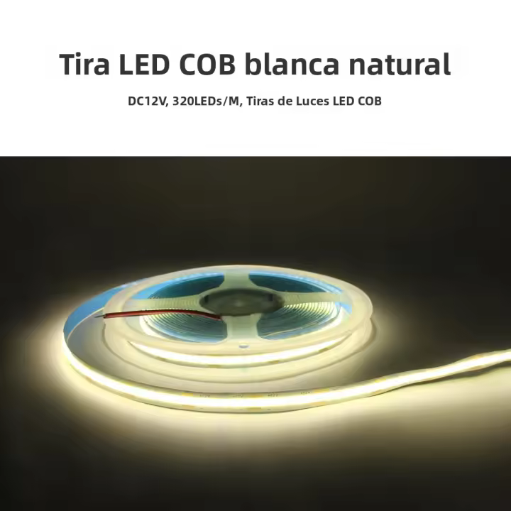 Tira De Luz LED COB 12V Alta Densidad 320LEDs/m RA90 Calor Natural Frío Rojo Azul Hielo Amarillo Rosa Flexible Para Iluminación Lineal - 1