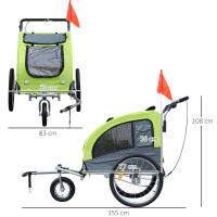 Pawhut Remolque Bicicleta Perros Carro Cochecito para Transporte Mascota 2 en 1 con Barra de Paseo Amortiguador Rueda Giratoria 360° Reflectores Carga Máx. 30kg - details 2