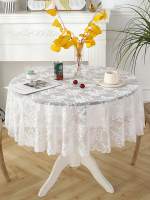 Mantel De Encaje Blanco Redondo Con Patrón De Flor Y Vinado Para Decoración De Sala De Estar Y Comedor Estilo Moderno - details 0