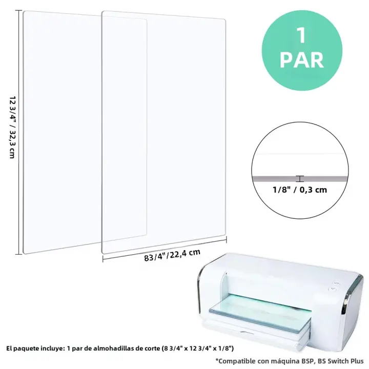 2Pcs Pads De Corte Compatible Con BSP&BS Switch plus Para Máquina De Corte Placa De Repuesto De Plástico 38.1/32.3*22.4cm - 1