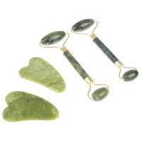 Juego De Masajeador De Rodillo De Jade Natural Y Tablero De Guasha Para SPA Herramienta De Masaje Facial Set De Cuidado De La Piel Del Rostro - details 3