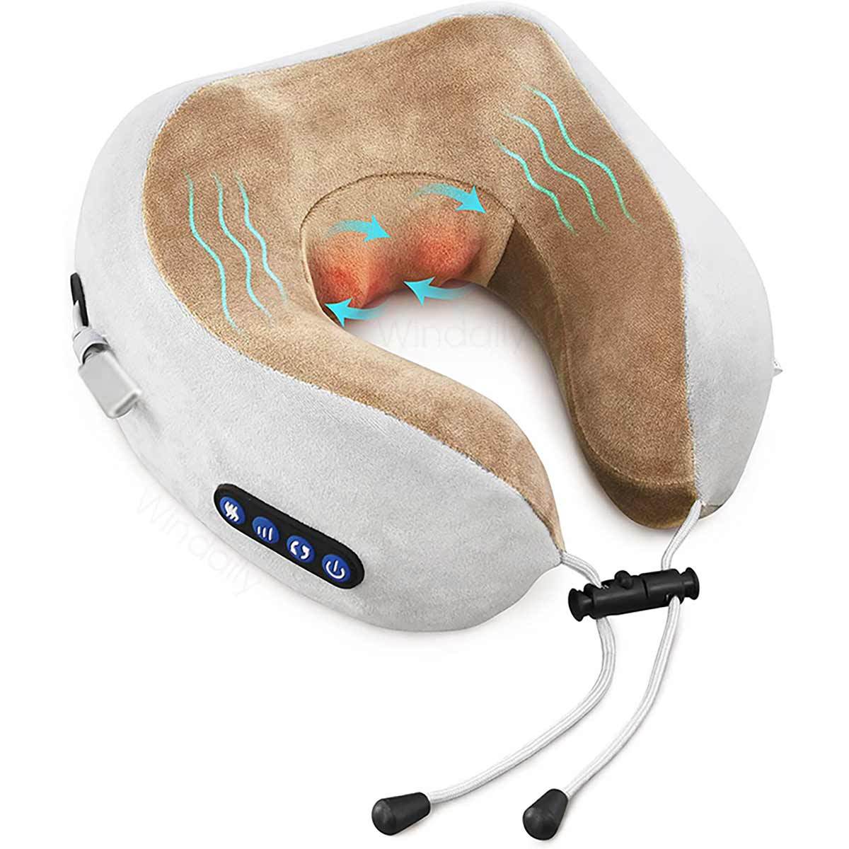 Almohada De Cuello Portátil En Forma De U Con Masajeador Eléctrico Y Calor Recargable Por USB Relajador De Músculos Del Hombro Y Cuello