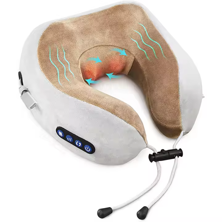 Almohada De Cuello Portátil En Forma De U Con Masajeador Eléctrico Y Calor Recargable Por USB Relajador De Músculos Del Hombro Y Cuello - 1
