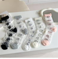 Calcetines De Verano Para Mujer Delgados Y Translúcidos Con Dibujos De Oso De Dibujos Animados Casual Y Trendy Kawaii Calcetines Largos Respirables Para Damas - details 6