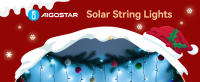 Aigostar Cortina de luces navideñas solares para exteriores, 3M+5M*0.6M 100 LED 8 modos, cortinas de luz navideñas para exteriores, IP65, visualización del nivel de batería, para bodas, fiestas. - details 0