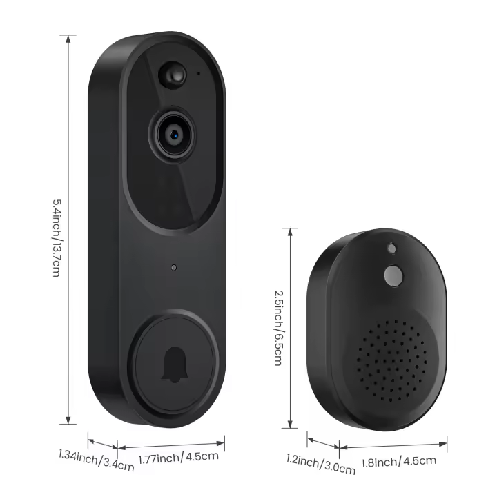 Timbre con Cámara y video para el hogar, intercomunicador inteligente with WiFi, Remote Monitoreo, reconocimiento humano, Visión Nocturna HD - 1