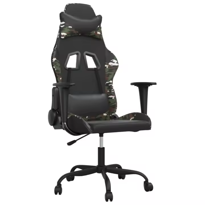 Silla Gaming de masaje cuero sintético negro y camuflaje - 1