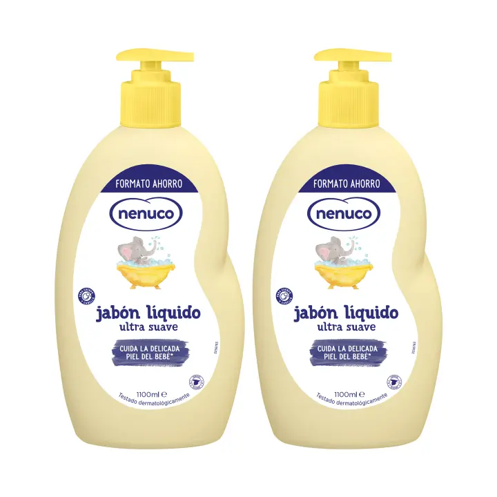 Nenuco Jabón Líquido Ultra Suave, con Aloe Vera, para Cuerpo y Cabello, Pack 2x 1100 ml - 1