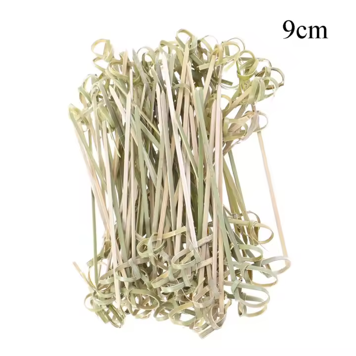 100pcs Palillos De Bambú Desechables Para Cócteles Forks De Fruta Barbecue Decoración De Fiesta Herramienta De Barra Eco-amigable Tamaño 9x0.3x0.3cm - 1