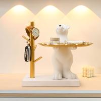 Porta Llaves Figura De Oso Polar Escultura De Animal Decoración Nórdica Para El Hogar Taza De Llaves De Resina Material - details 1