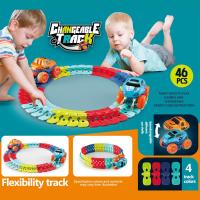 Juguete De Carriles Eléctricos Recargables Para Niños Con Coche De Goma Suave Y Flexible No Deriva Juego De Construcción DIY - details 11