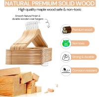 Perchas Madera, Acabado Liso y Barnizado, para Organizar Ropa, en tu armario Gancho Giratorio 360 color natural de calidad surtido de cantidad a elegir - details 1