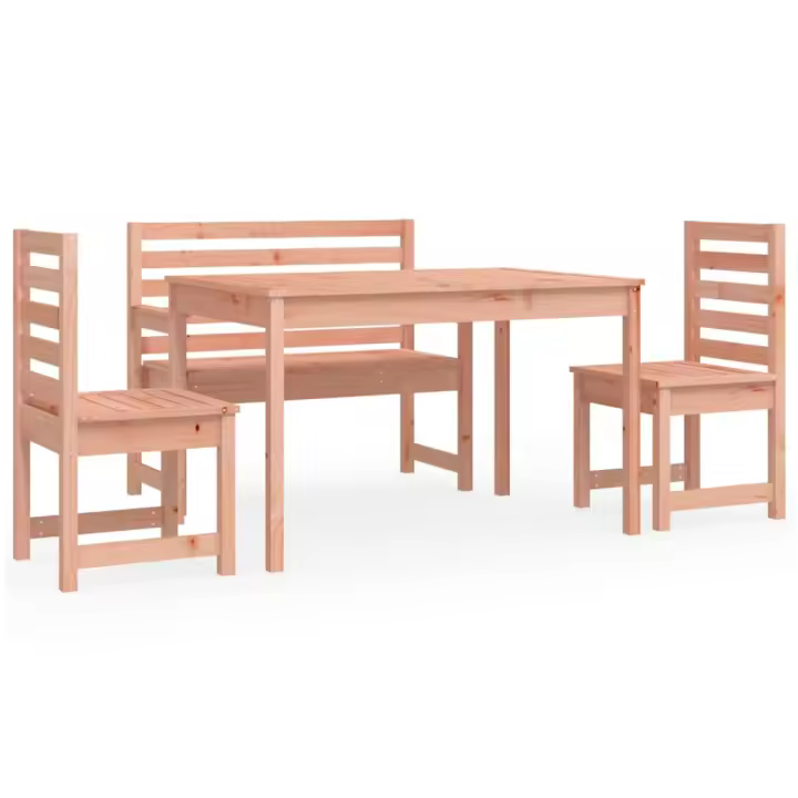vidaXL Juego de comedor para jardín 4 pzas madera maciza abeto Douglas - 1