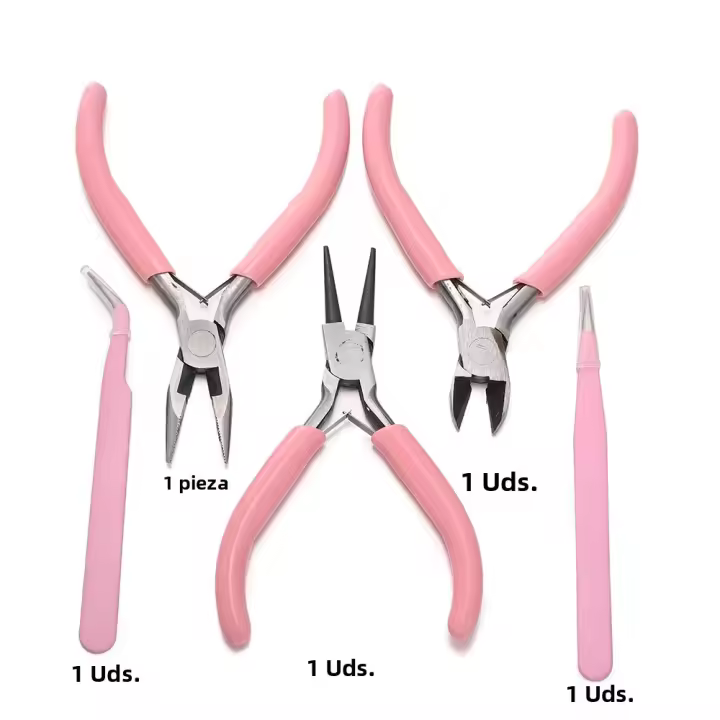 Set De 5 Herramientas Para Joyería DIY Con Aguja Y Punta Redonda Tijeras Y Pinzas Para Reparación De Joyería Herramientas Metálicas De Acero Inoxidable - 1
