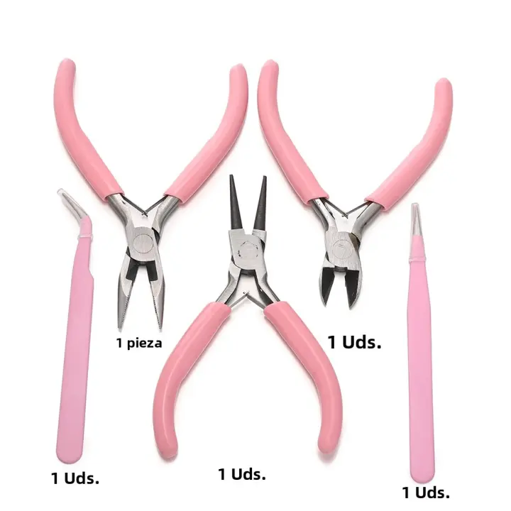Set De 5 Herramientas Para Joyería DIY Con Aguja Y Punta Redonda Tijeras Y Pinzas Para Reparación De Joyería Herramientas Metálicas De Acero Inoxidable - 1