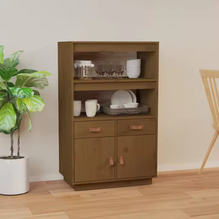 vidaXL Aparador de madera maciza de pino marrón miel 67x40x108,5 cm - 1