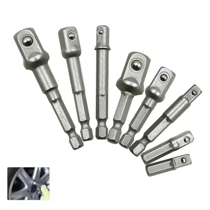 Adaptador de dado de acero al cromo vanadio, vástago hexagonal para barra de brocas de extensión de 1/4" 3/8" 1/2" - 1