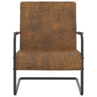 vidaXL Silla voladiza de tela marrón Sillon Dormitorio Sillon Comodos Silla Relax Sillón Sofá - details 0