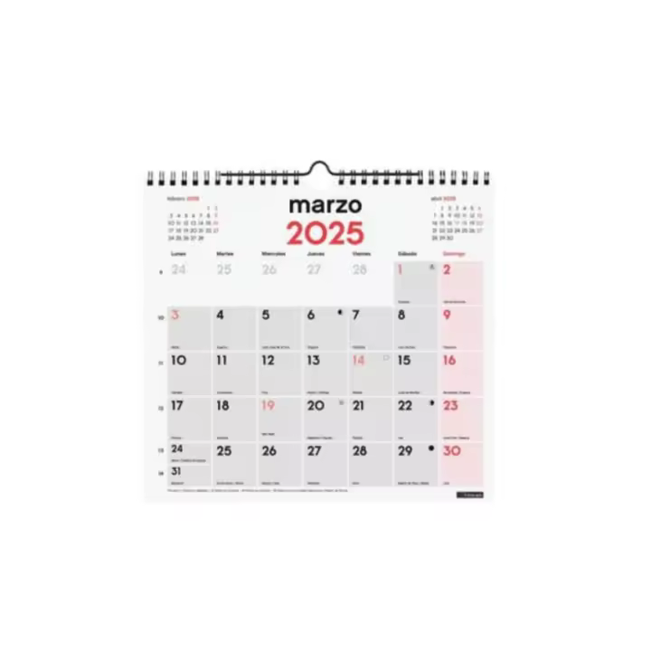 CALENDARIO 2025 NEUTRO PARED NUMEROS GRANDES M 300X210MM FINOCAM 780000025 - 1