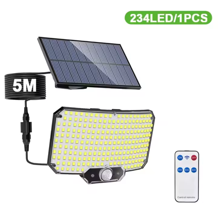 Luces Solares Exteriores 234LED 3 Modos Sensor De Movimiento Luz De Inundación Con Control Remoto IP65 Impermeable Seguridad Para Fuera - 1