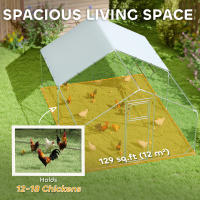 PawHut Gallinero para Exterior Gallinero de Acero Galvanizado con Comedero Colgante Tipo Brocheta Percha Cubierta Anti-UV e Impermeable para Conejos Patos Gansos Plata - details 3