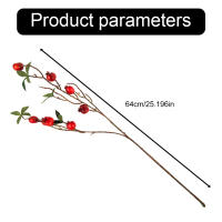 Rama De Pimienta Con Hojas Y 9 Cabezas De Pomegranato Falsas Rojas Y Naranja Para Decoración De Jardín Y Hogar Material De Seda - details 15