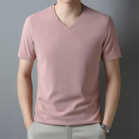 Camiseta Hombre Verano 2024 Cuello V Corta Transpirable Top Casual Polyester Cuidado Manual Talla Única Color Sólido - details 9
