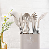 Juego De Utensilios De Cocina Ecológicos De Silicona No Adherente Con Mango De Acero Inoxidable Espátula Mezclador Para Huevo Y Cocina - details 1