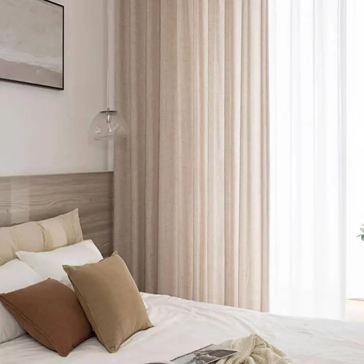 Estilo japonés espesado algodón y lino semi sombreado cortinas para dormitorios, salas de estar, y cortinas - 1